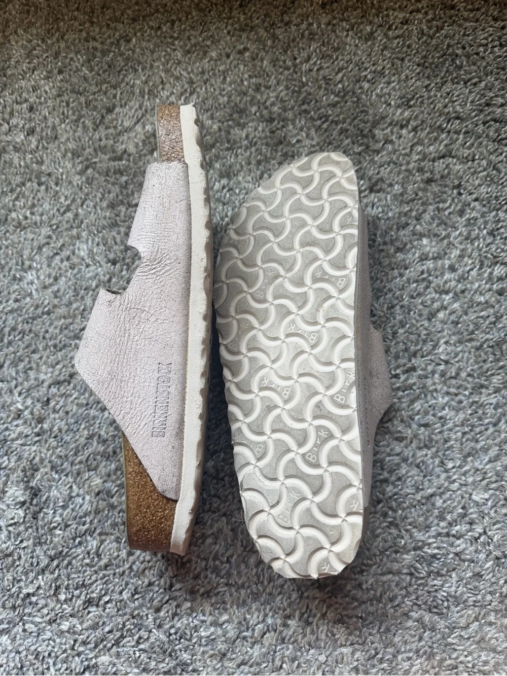 Birkenstock Double Strap Sandals in Metallic Blush Pink - Picture 5 of 5